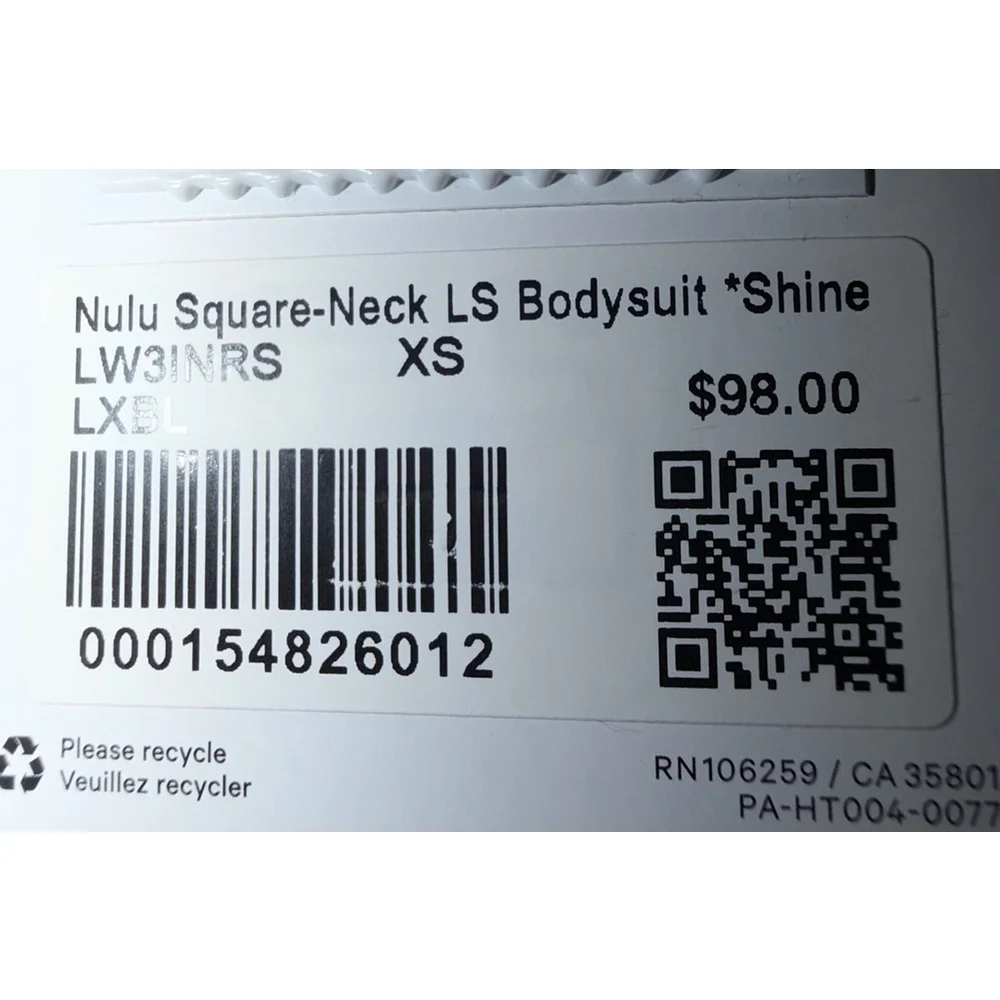 LULULEMON WUNDERMOST SQUARE-NECK BODYSUIT BLACK SHINE COLOR SIZE X-SMALL NWT - Picture 7 of 10